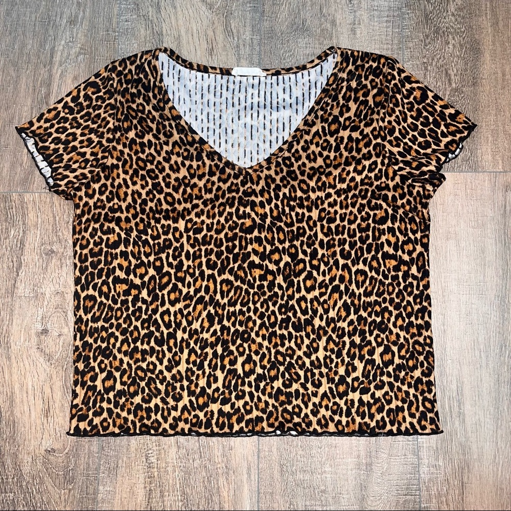 Olivia Rae Cropped Cheetah Print T-Shirt
